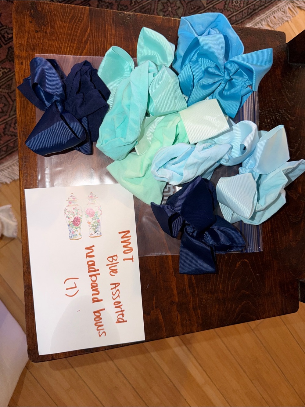 Kids Assorted Blue Headband Bows - Pack of Mixed Blue Shades